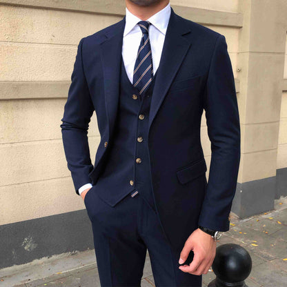 Men's Premium 3-Piece Slim Fit Suit – Jacket, Vest & Trousers Set
