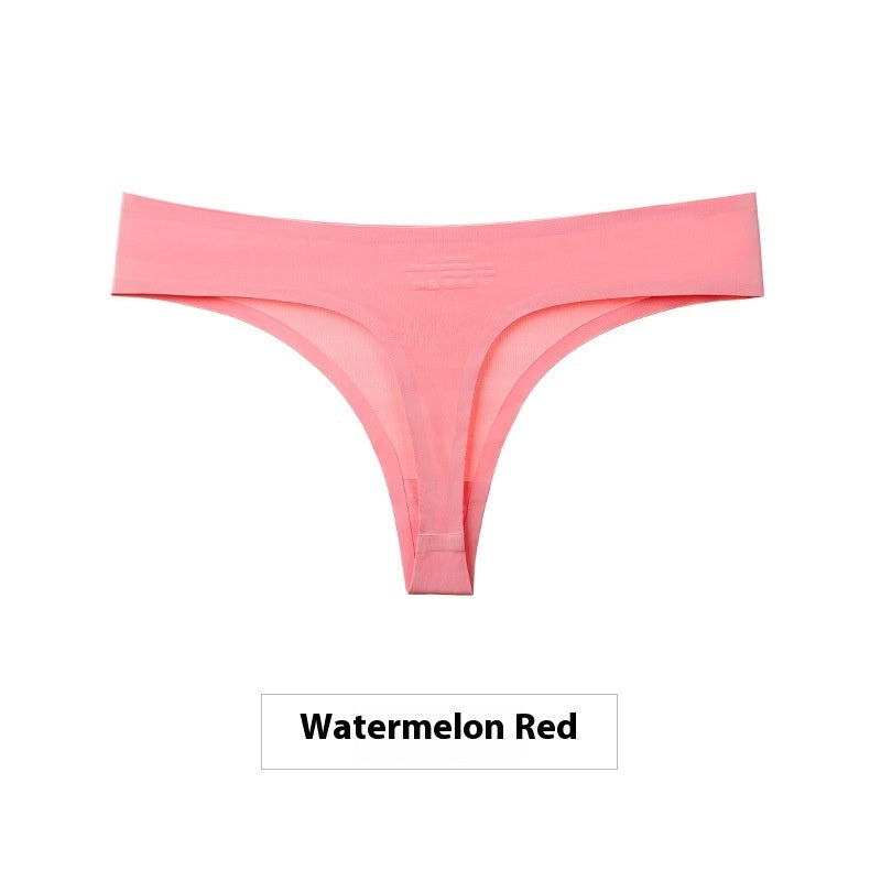 Women's Ice Silk Seamless Thong Underwear – No-Show Low-Rise T-Back | M–XXL