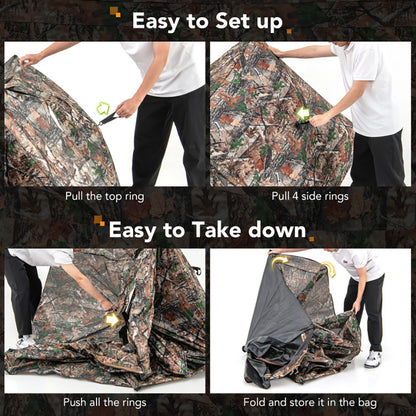 360° One-Way See-Through Pop-Up Hunting Blind – 82"x82" Camouflage Ground Blind for Deer & Turkey