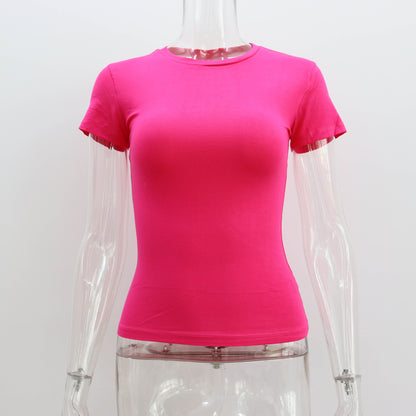 Women's Modal Round Neck Slim Fit T-Shirt – 10 Colors, Short Sleeve Street Style (S-L)