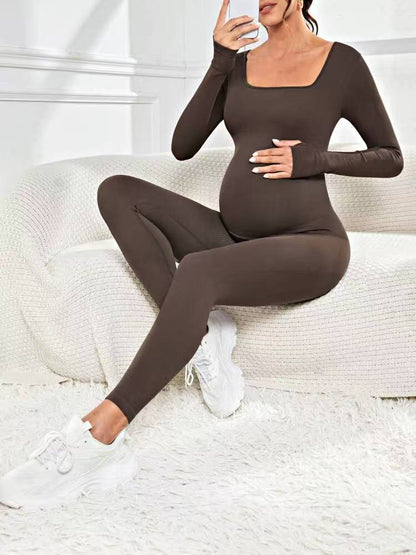 Women's Seamless Ribbed Maternity Jumpsuit – 6 Colors Spandex Blend S–L