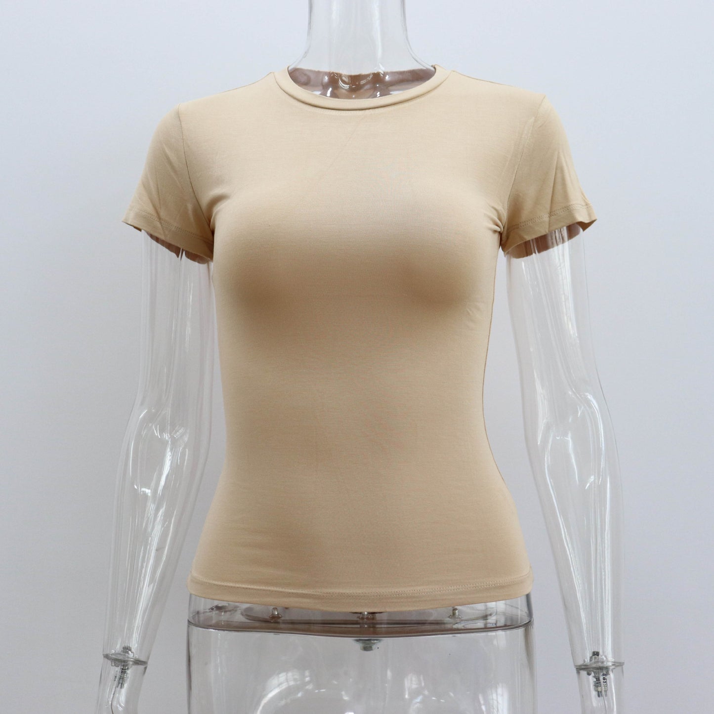 Women's Modal Round Neck Slim Fit T-Shirt – 10 Colors, Short Sleeve Street Style (S-L)