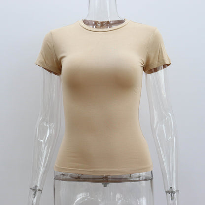 Women's Modal Round Neck Slim Fit T-Shirt – 10 Colors, Short Sleeve Street Style (S-L)