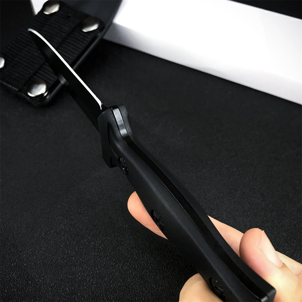 Outdoor Camping Straight Knife – 440C Steel Blade with ABS Sheath (18.5cm, Black)