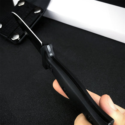 Outdoor Camping Straight Knife – 440C Steel Blade with ABS Sheath (18.5cm, Black)
