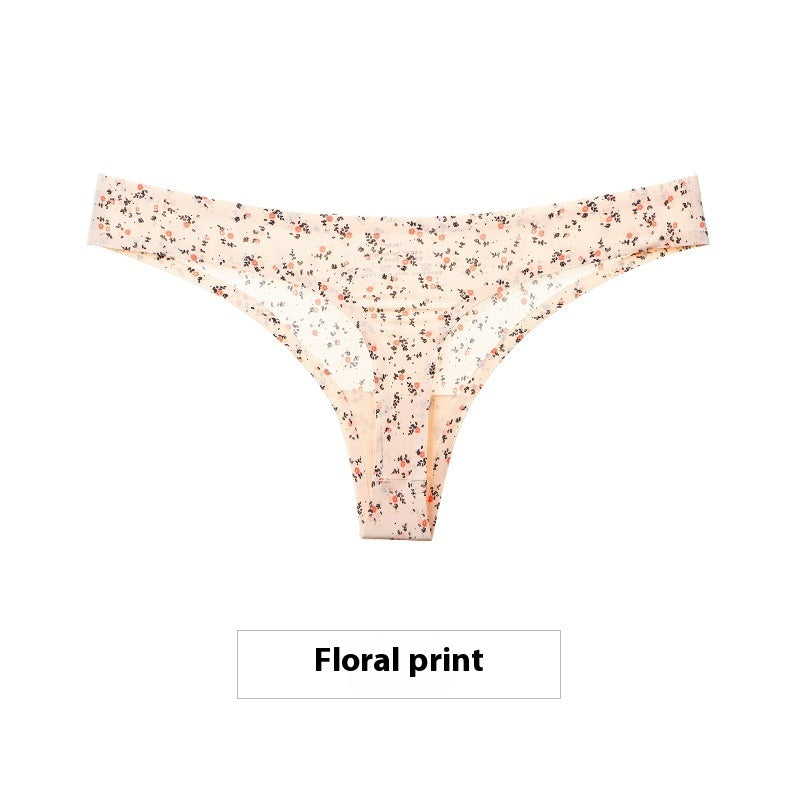 Women's Ice Silk Seamless Thong Underwear – No-Show Low-Rise T-Back | M–XXL