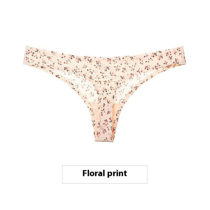 Women's Ice Silk Seamless Thong Underwear – No-Show Low-Rise T-Back | M–XXL