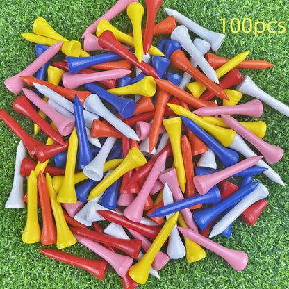 Wooden Golf Tees – 100-Pack, 4 Sizes (42mm–83mm), Mixed Color & Varnish Finish
