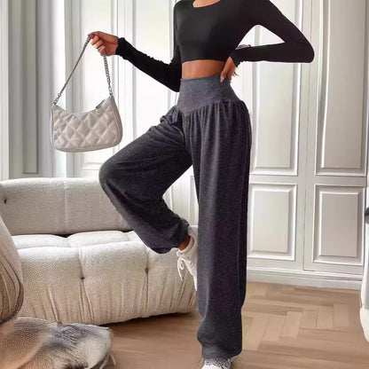 Women's High-Waist Straight-Leg Breathable Sports Pants
