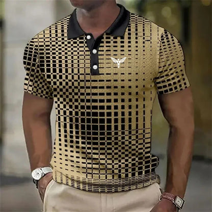 Men's Short Sleeve Plaid Polo Shirt – Slim Fit Summer Casual