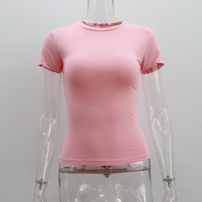 Women's Modal Round Neck Slim Fit T-Shirt – 10 Colors, Short Sleeve Street Style (S-L)