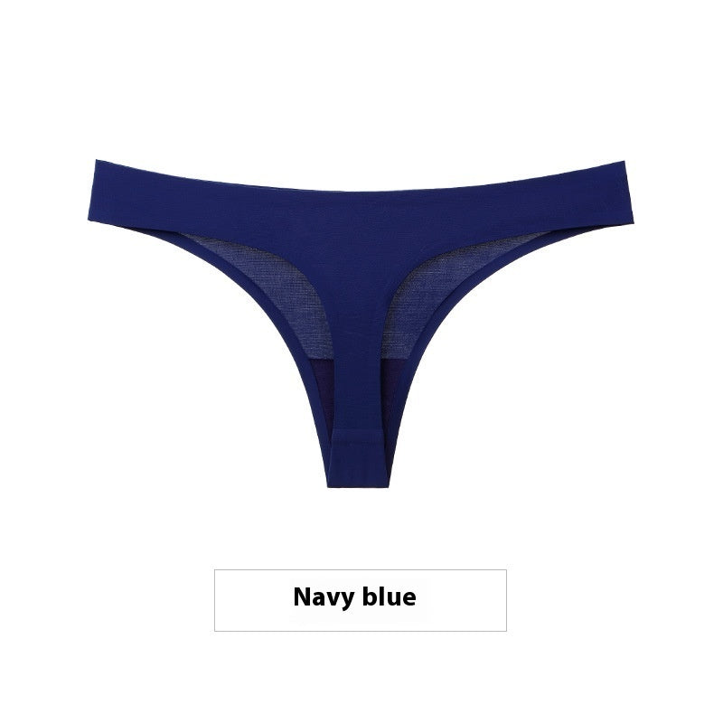 Women's Ice Silk Seamless Thong Underwear – No-Show Low-Rise T-Back | M–XXL