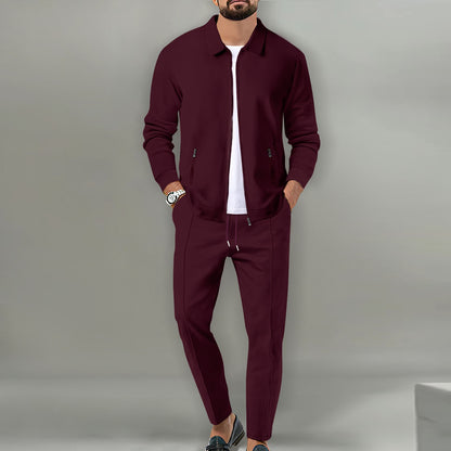 Men's Waffle Texture 2-Piece Casual Suit Set
