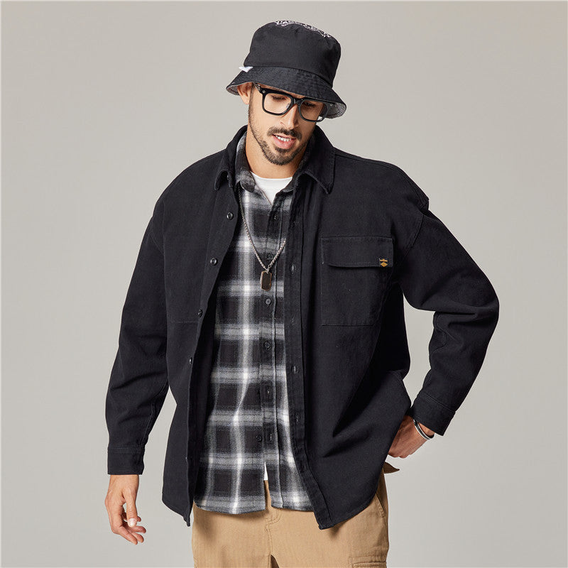 Men's Heavyweight Cotton Retro Cardigan Shirt