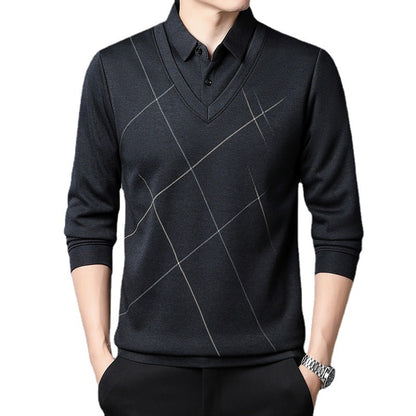 Men's Plaid Long Sleeve Layered-Look T-Shirt