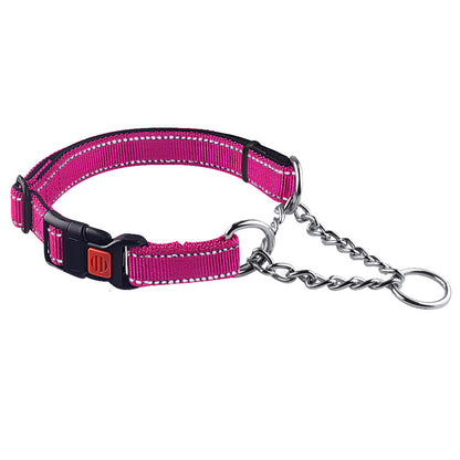 Reflective Dog Collar – Nylon & Stainless Steel, 5 Colors, XS–L