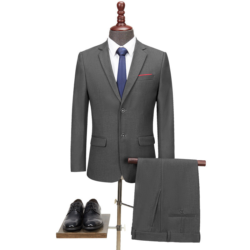 Men's Slim Fit 2-Piece Business Suit – Jacket & Trousers, Plus Sizes Available