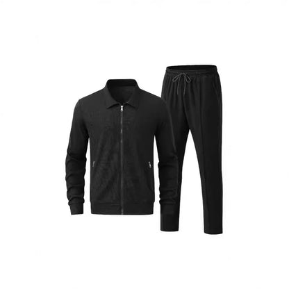 Men's Waffle Texture 2-Piece Casual Suit Set