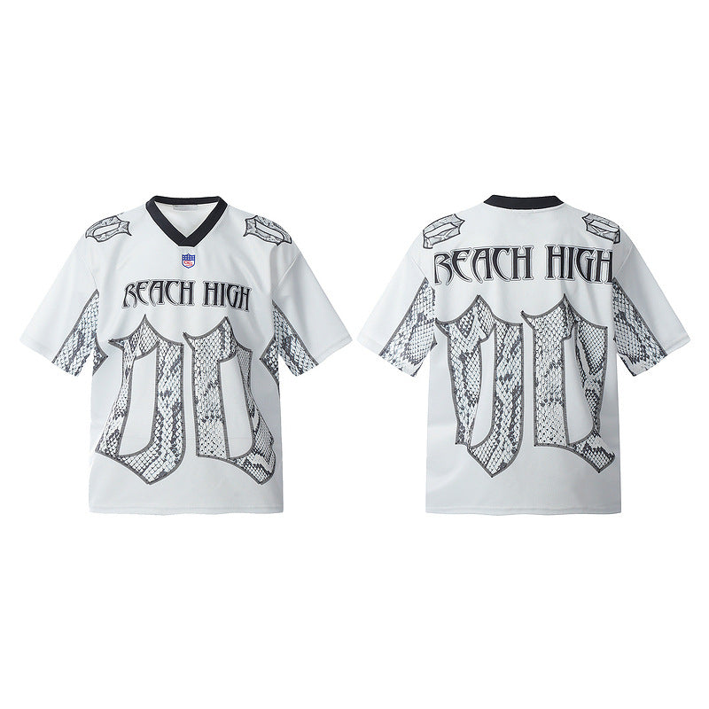 Women's Snake Print Mesh Drop-Shoulder Oversized Tee