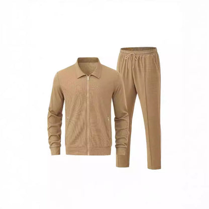Men's Waffle Texture 2-Piece Casual Suit Set