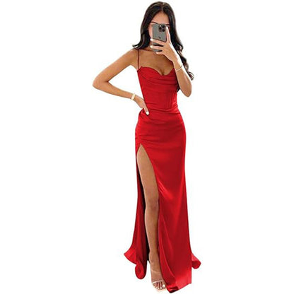 Women's Sleeveless Camisole Evening Dress – Elegant Wedding & Formal Maxi Gown