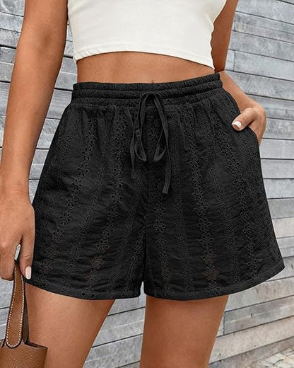 Women's Drawstring Capri Beach Shorts – Elastic Waist Casual Polyester S–2XL