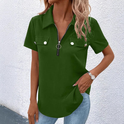Women's Button Detail Casual T-Shirt – Regular Fit Spandex Top
