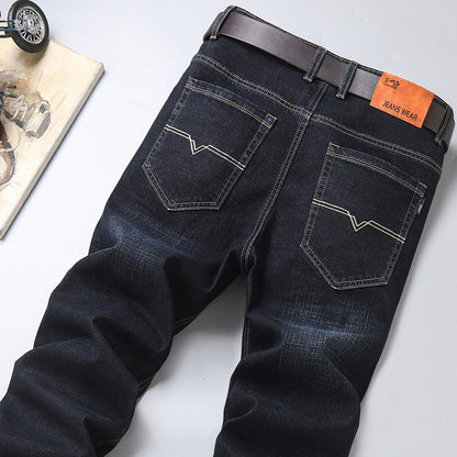 Men's Relaxed Straight Fit Stretch Denim Jeans – Black & Blue 28–40