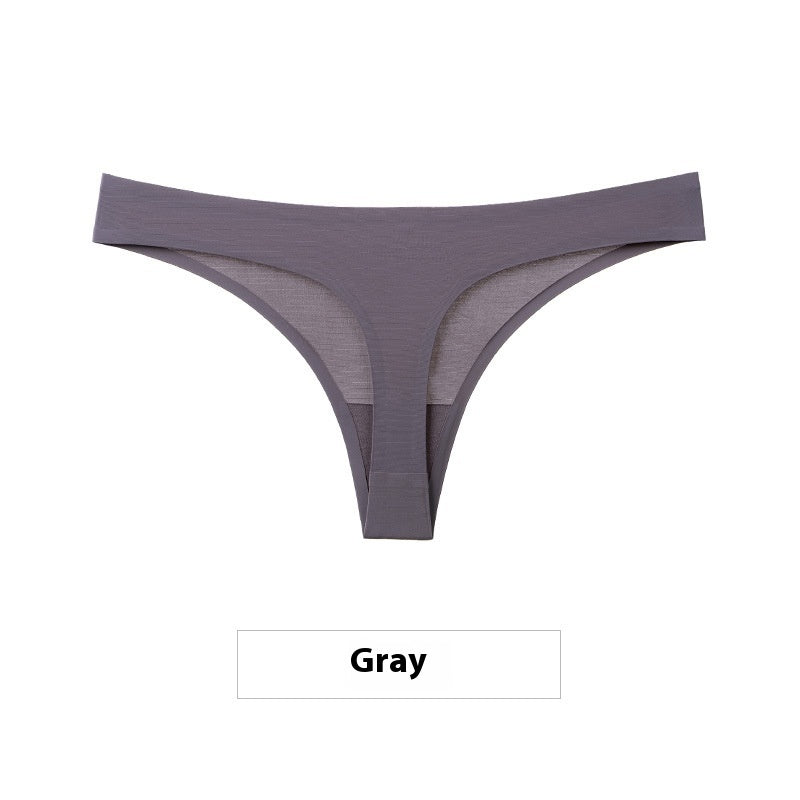 Women's Ice Silk Seamless Thong Underwear – No-Show Low-Rise T-Back | M–XXL