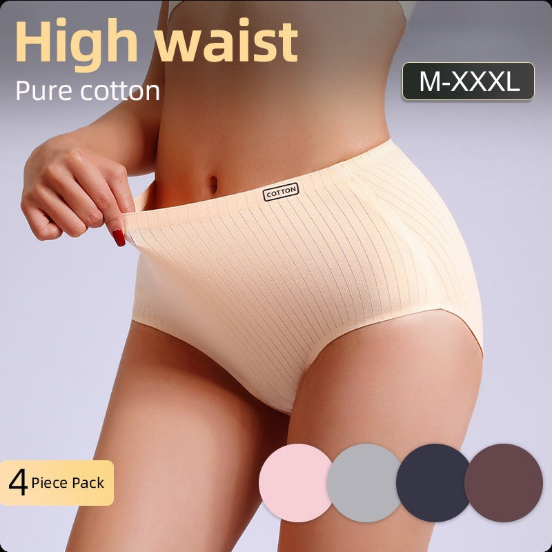Women's High-Waist Breathable Thong Underwear – Solid Color