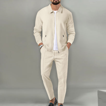 Men's Waffle Texture 2-Piece Casual Suit Set