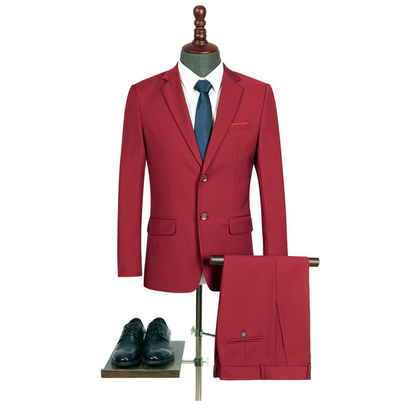 Men's Slim Fit 2-Piece Business Suit – Jacket & Trousers, Plus Sizes Available