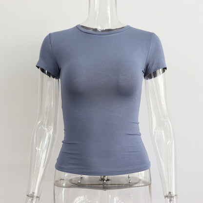 Women's Modal Round Neck Slim Fit T-Shirt – 10 Colors, Short Sleeve Street Style (S-L)