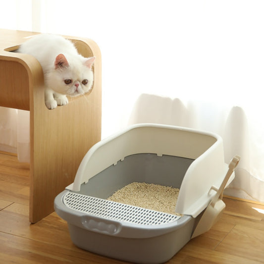 Semi-Enclosed Cat Litter Box with Deodorizing Design